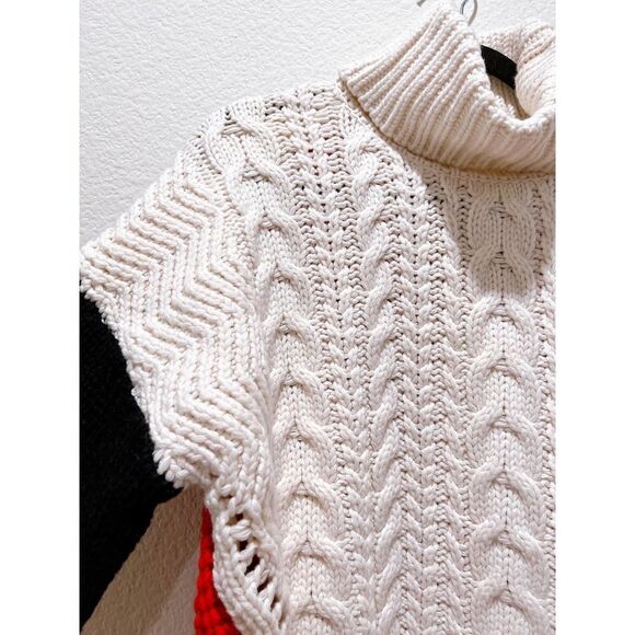 Reiss JAN COLOUR BLOCK CABLE KNIT ROLL-NECK JUMPER M - Picture 9 of 11